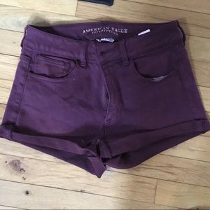 American Eagle High Waist Burgundy Shorts